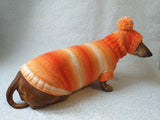 Wiener costume sweater and hat, Doxie sweater and hat set, clothes for small dog of dachshund