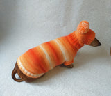 Wiener costume sweater and hat, Doxie sweater and hat set, clothes for small dog of dachshund