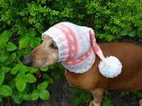 Wiener Knitted Elf Hat with Pompom, hat elf for dachshund