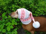 Wiener Knitted Elf Hat with Pompom, hat elf for dachshund