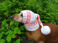 Wiener Knitted Elf Hat with Pompom, hat elf for dachshund