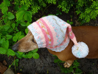 Wiener Knitted Elf Hat with Pompom, hat elf for dachshund