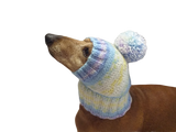 Knitted hat with pompom for dog, hat for dachshund dachshundknit