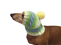 Warm winter hat with pompom for small dog