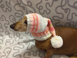 Wiener Knitted Elf Hat with Pompom, hat elf for dachshund