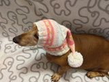 Wiener Knitted Elf Hat with Pompom, hat elf for dachshund