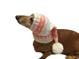 Wiener Knitted Elf Hat with Pompom, hat elf for dachshund