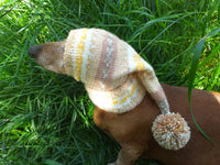 Knitted hat with pom pom for dogs, dachshund hat