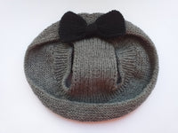 Summer hat Panama for the dog gray with black bow, summer clothes for pets
