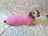 Pink knitted sweater for small dog, clothes for dachshunds dachshundknit