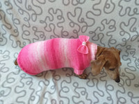 Clothes sausage dog pink sweater with bow, knitted pink sweater with bow for dog dachshundknit
