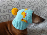 Ducks knitted hat for dogs, clothes for dogs with ducks