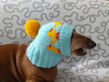 Ducks knitted hat for dogs, clothes for dogs with ducks