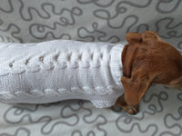 Dachshund Clothing: White Party Sweater, White Dachshund or Small Dog Sweater