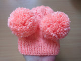 Dachshund clothes pink two pom pom hat, dog pom pom hat, clothes pom pom hat for small dogs dachshundknit