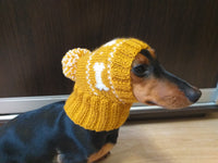 Dog clothes knitted hat with pompom, dog hat with bones