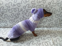 Purple knitwear set for dachshund sweater and hat, costume for miniature dachshund sweater and hat, Doxie sweater and hat set