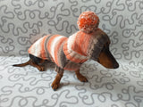 Knitted suit sweater and hat for dog, Dachshund clothes knitted suit sweater and hat, wiener costume sweater and hat
