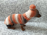 Knitted suit sweater and hat for dog, Dachshund clothes knitted suit sweater and hat, wiener costume sweater and hat