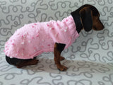 Pink sweater with flowers for a mini dachshund,Sweater with flowers and butterflies for miniature dachshund or small dog