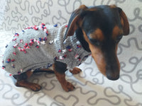 Gray Floral Mini Dachshund Jumper, Dog Coat, Clothes Dog Sweater