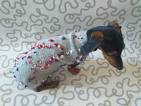 Gray Floral Mini Dachshund Jumper, Dog Coat, Clothes Dog Sweater