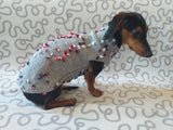 Gray Floral Mini Dachshund Jumper, Dog Coat, Clothes Dog Sweater