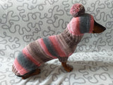 Knitted dog costume set sweater and hat, mini dachshund sweater and hat,suit set sweater and hat for dog,wiener sweater and hat dachshundknit