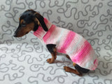 Pink melange batik sweater for dog, Dachshund Sweater, Dog Clothes, Dog sweater, Dachshund clothes, Wiener dog clothes, Winter dog sweater dachshundknit