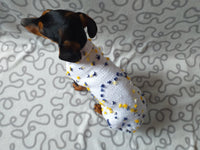 White Floral Mini Dachshund Jumper, Dog Coat, Clothes Dog Sweater - dachshundknit