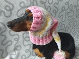 Knitted hat with pom pom for dogs, dachshund hat