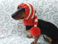 Santa Hat for Dog with Pompom, Christmas Santa Hat for Dachshund or Small Dog with Pompom, Dog Christmas Hat, Santa Dog Hat, Elf Dog Outfit dachshundknit