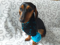 Knitted PomPom Scarf for Dachshund or Small Dog, Knitted Warm Wool Pet Scarf, Dog Scarf Clothes, Christmas dog Gift, Winter Dog Accessories