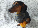 Knitted PomPom Scarf for Dachshund or Small Dog, Knitted Warm Wool Pet Scarf, Dog Scarf Clothes, Christmas dog Gift, Winter Dog Accessories