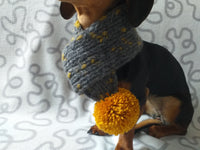 Knitted PomPom Scarf for Dachshund or Small Dog, Knitted Warm Wool Pet Scarf, Dog Scarf Clothes, Christmas dog Gift, Winter Dog Accessories