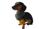 Knitted PomPom Scarf for Dachshund or Small Dog, Knitted Warm Wool Pet Scarf, Dog Scarf Clothes, Christmas dog Gift, Winter Dog Accessories