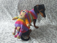 Pet clothes costume with toy monkey, dog sweater monkey, jumper for dachshund monkey