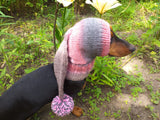 Winter Knitted Dog Clothes Hat with Pom Pom, christmas santa hat for dog, santa hat for dachshund