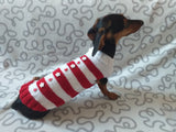 Christmas striped sweater with fir trees and snowflakes for miniature dachshund dachshundknit