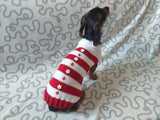 Christmas striped sweater with fir trees and snowflakes for miniature dachshund dachshundknit