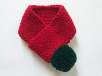Knitted christmas winter dog scarf with pompom