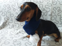 Woolen christmas dog scarf with pom pom, knitted small dog neck warmer, dachshund and small dog scarf snood with pom pom