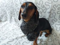Handknitted woolen christmas dog scarf with pom poms, knitted dog neck warmer, dachshund and snood dog scarf with pom poms