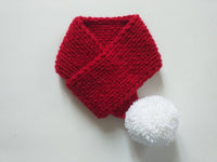 Knitted christmas winter dog scarf with pompom