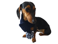 Knitted winter scarf for dog with pompom