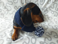 Knitted winter scarf for dog with pompom