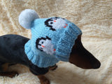 Christmas hat with penguins for dog