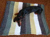 Plush Dog Blanket, Handmade Three Color Blanket for Dog Cat or Baby, Dachshund Blanket, Cozy pet blanket, knitted litter for dog or cat