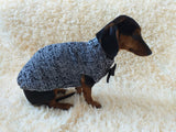 Dachshund or small dog gray sweater with black bow dachshundknit