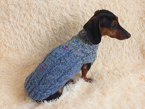 Size L Sweater for mini dachshund with arana,dachshund cloches wool sweater